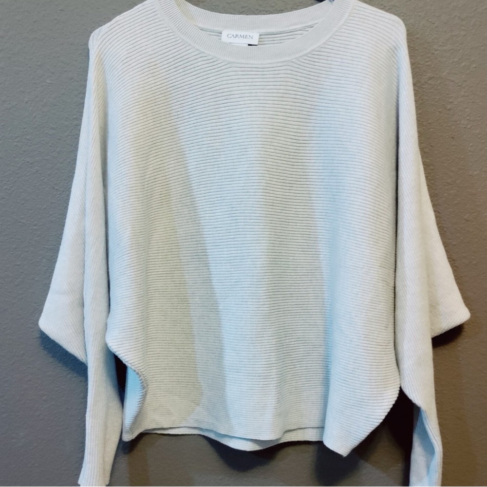 Carmen Marc Valvo Grey Zipper Sleeve
Crew neck Pullover Sweater Size Small 🩶